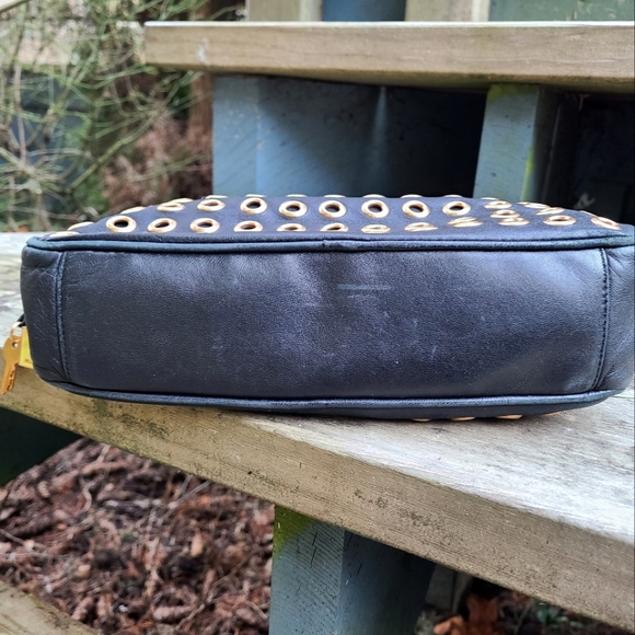 Prada Gold Grommet Black Leather Hand Bag w/ Lock and Keys - Picture 9 of 11